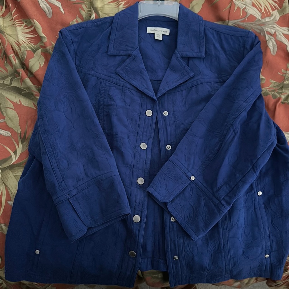 Coldwater Creek Royal Blue Embroidered 3/4 Sleeve Jacket sz 18W
